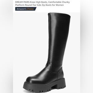 Black Chunky Knee High Platform Boots Size 8.5